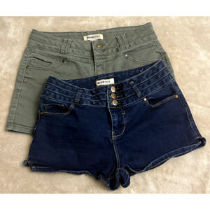 Lot Of 2 Blue Spice Denim Shorts Juniors Size 9 Dark Wash Stretch 5 Pocket